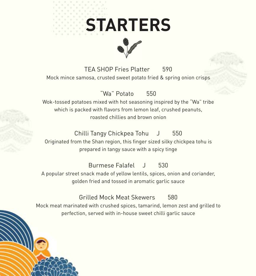 Burma Burma Restaurant & Tea Room menu