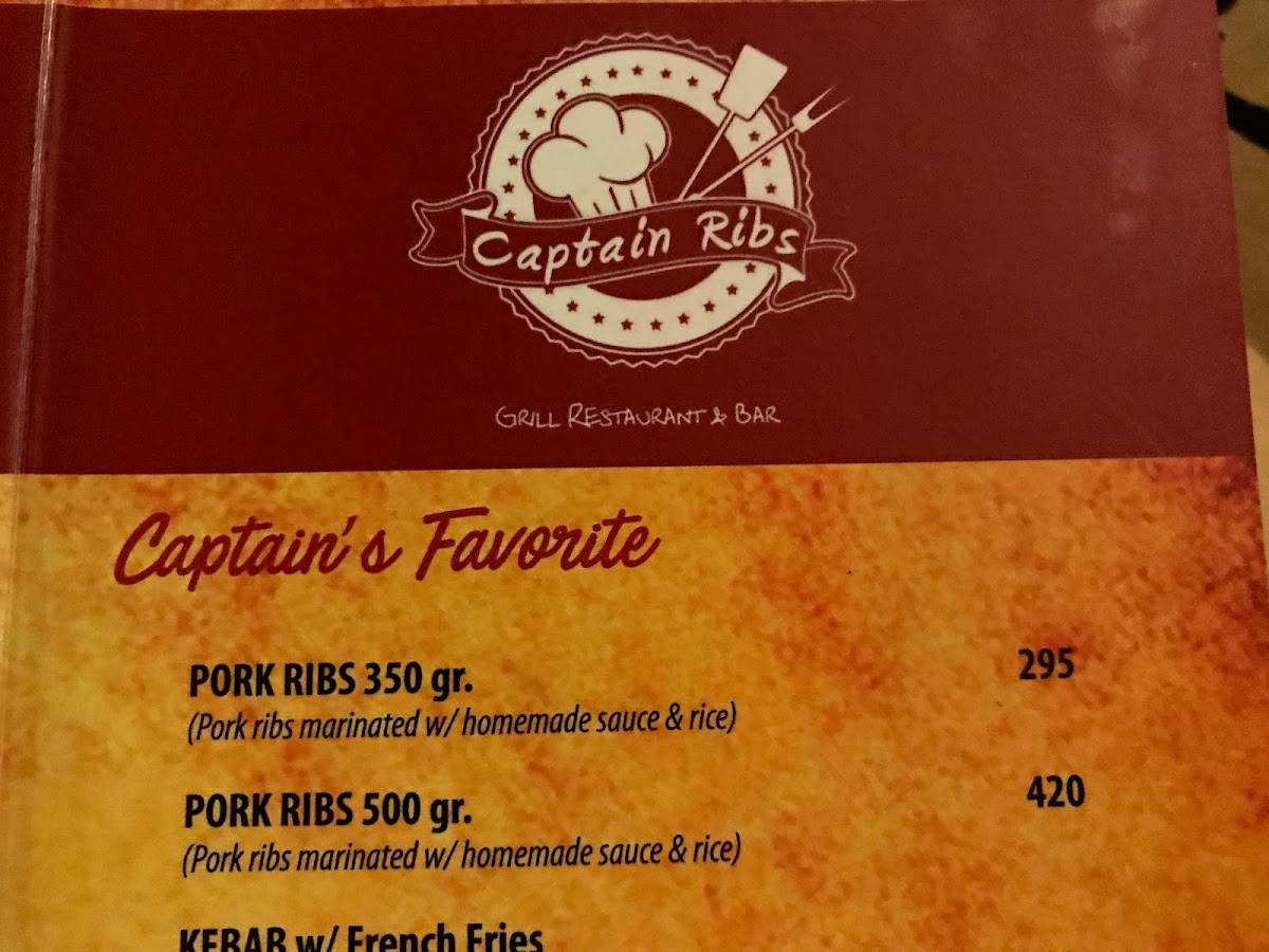 Menu at CAPTAIN RIBS restaurant, Puerto Princesa, BGY