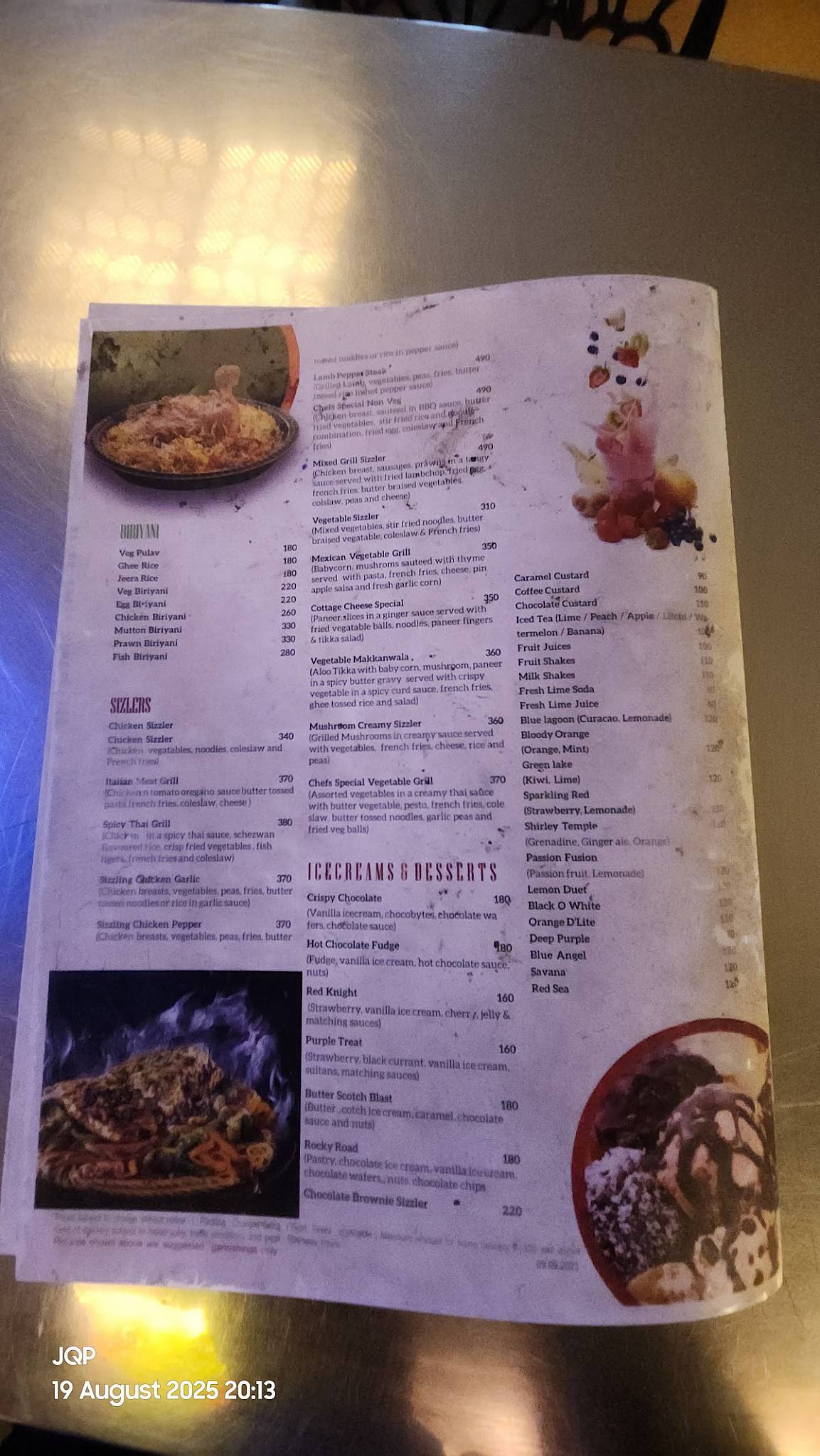 CHEFS RESTAURANTS menu