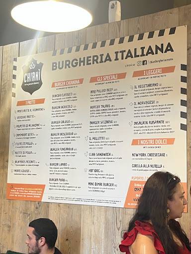 Menu di Chianì Burgheria 