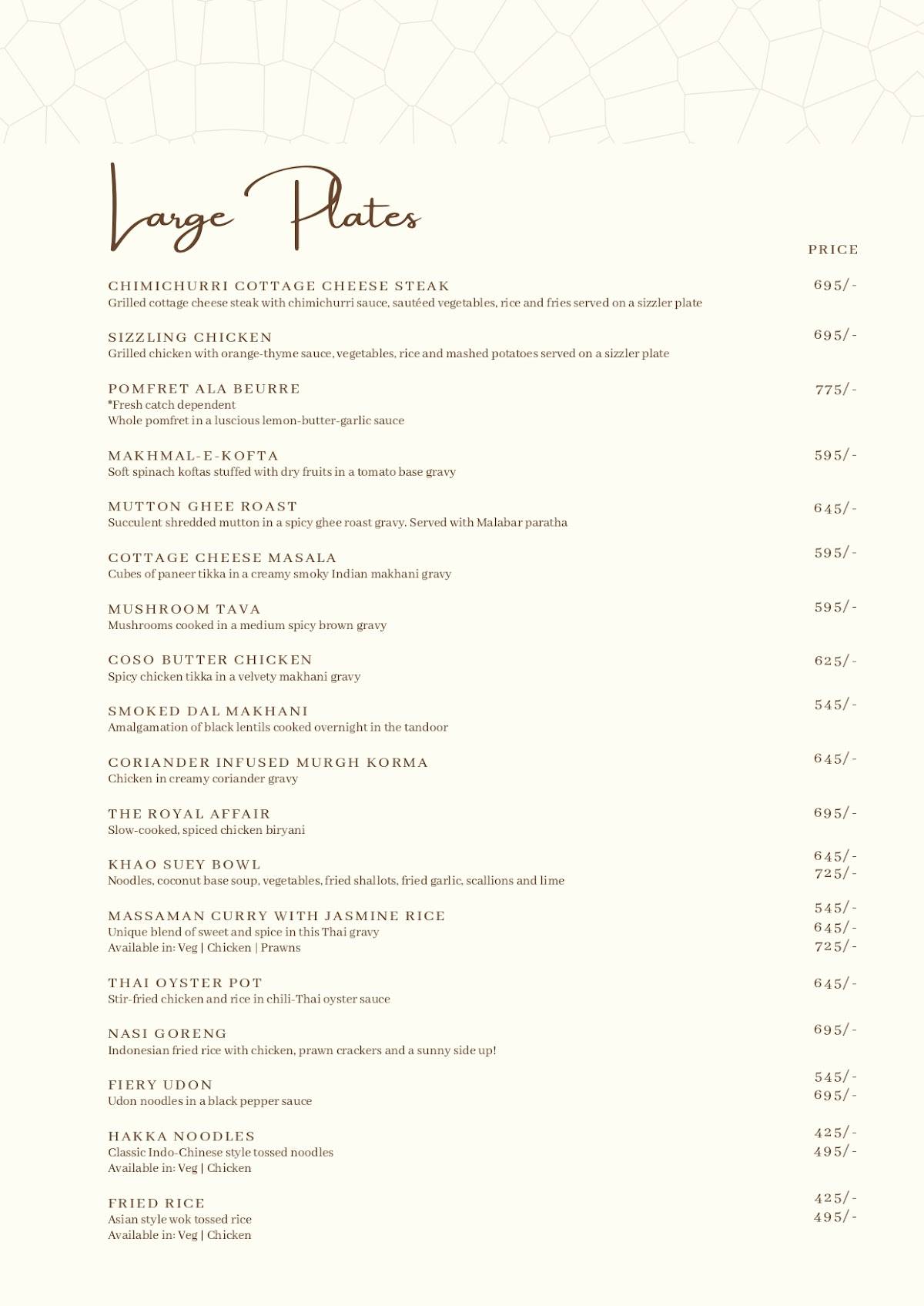 CO.SO (Cocktails & Socials) menu