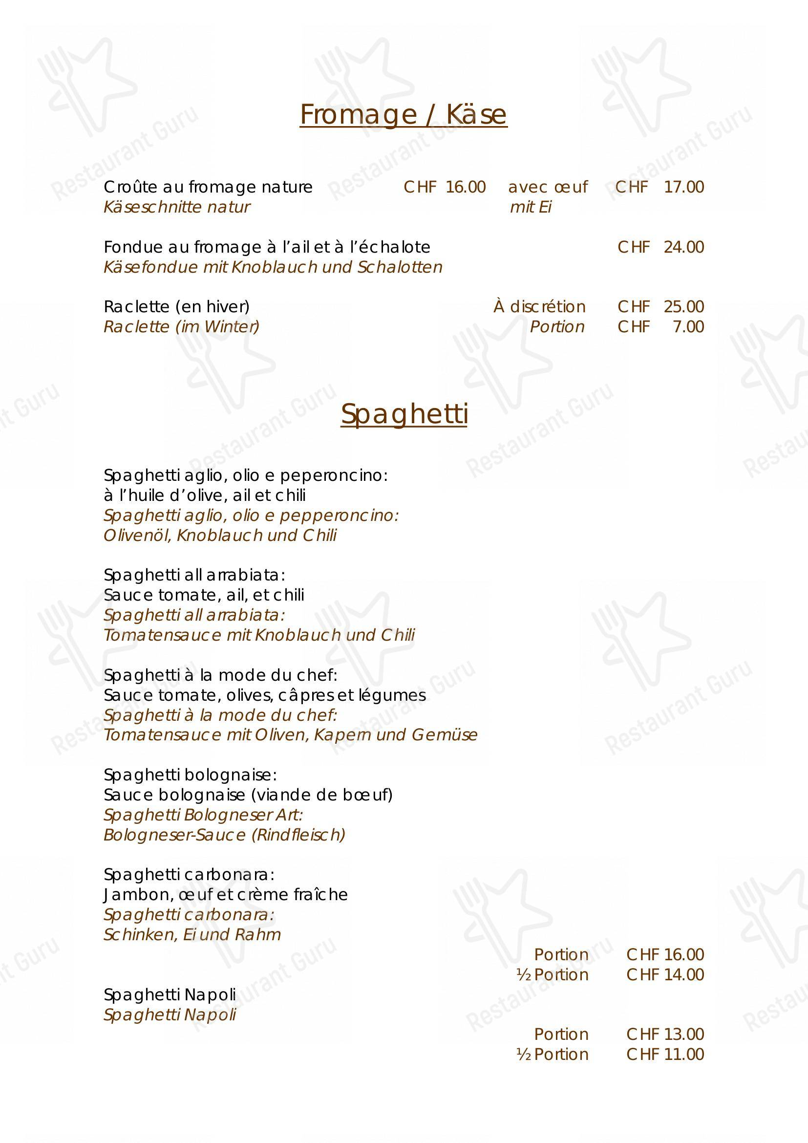 Speisekarte von Café Brésil, Biel