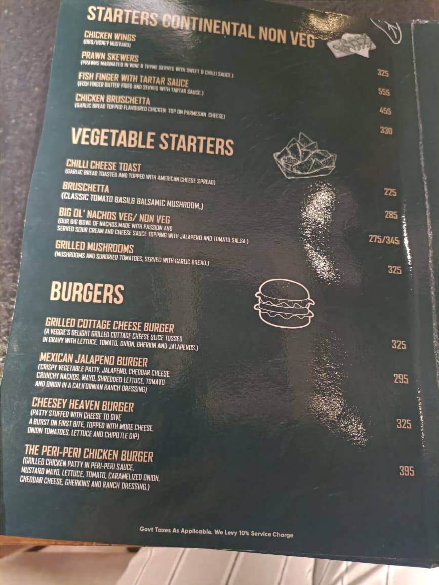 Cafe After Hours menu