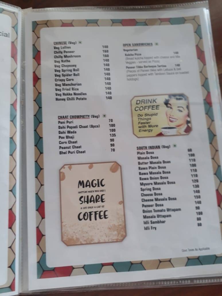 Cafe Bakewell menu