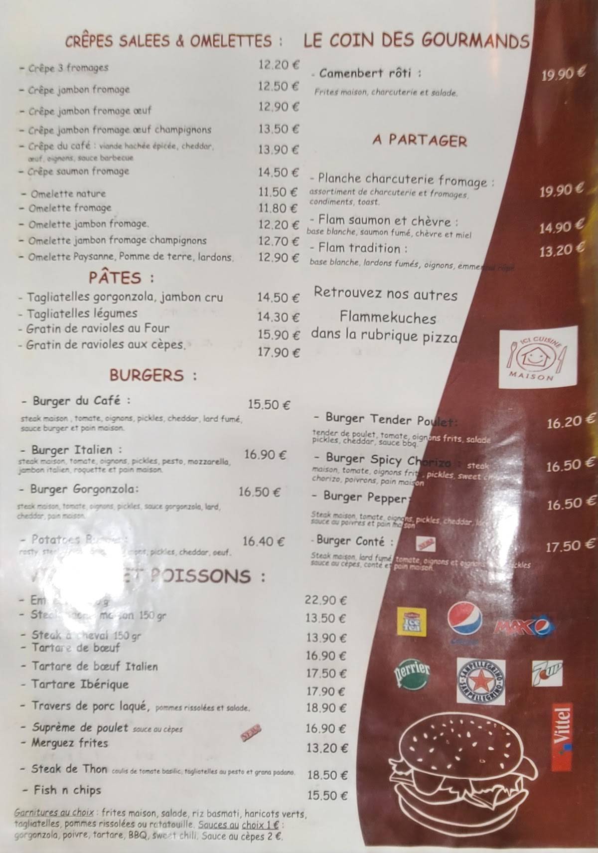 Menu de Bar Le Café