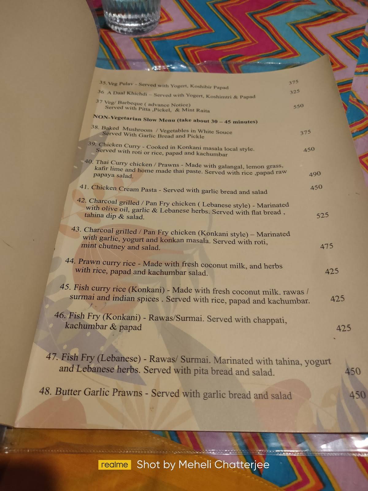 Bohemyan Blue menu