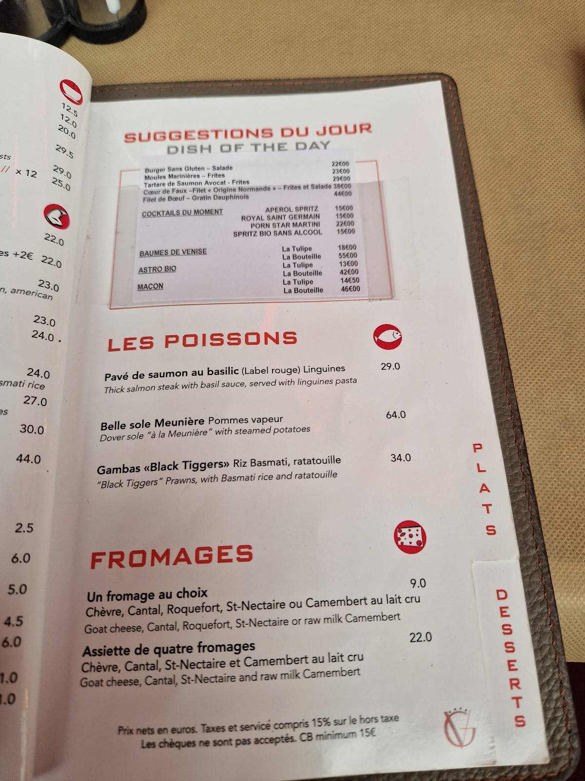 Menu de Café George V