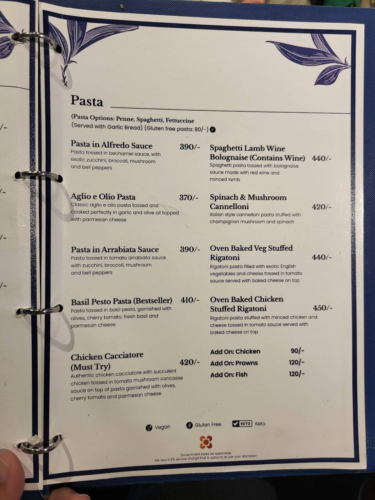 Cafe Hons- House of No Sugar menu