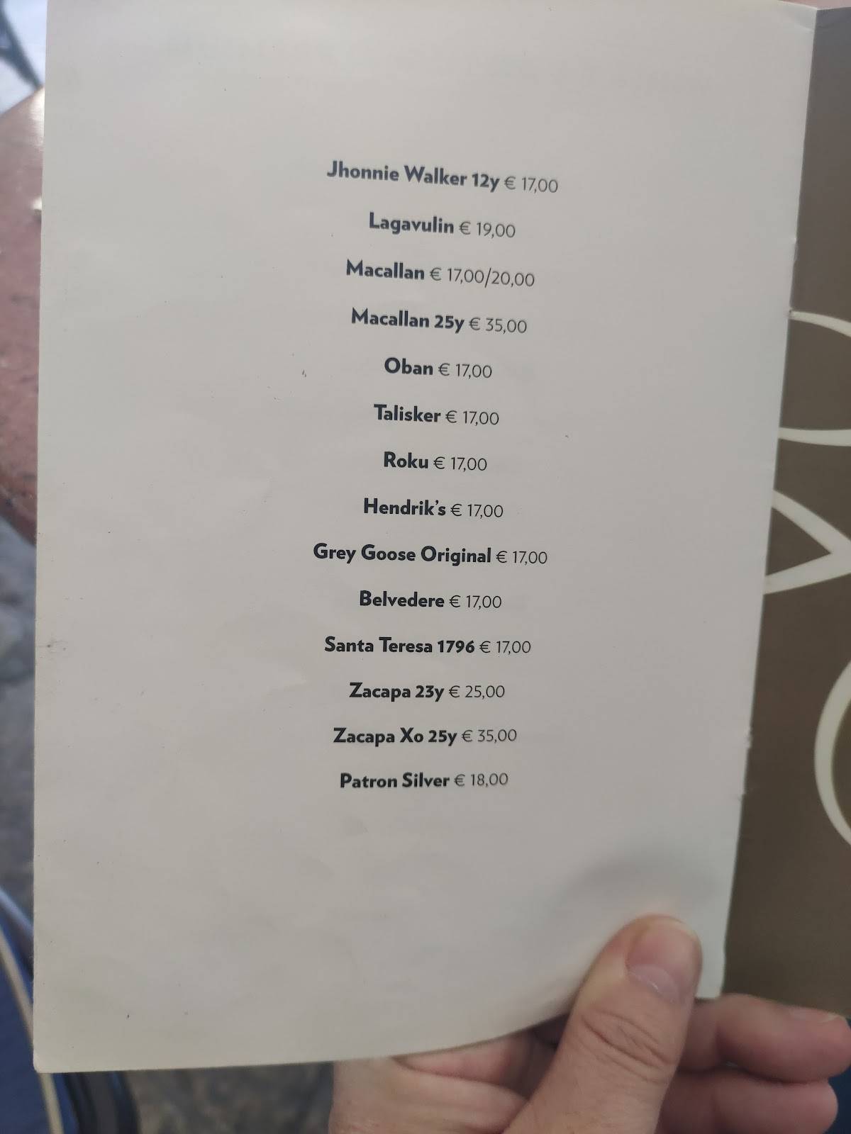 Menu di Caffe' Torino 