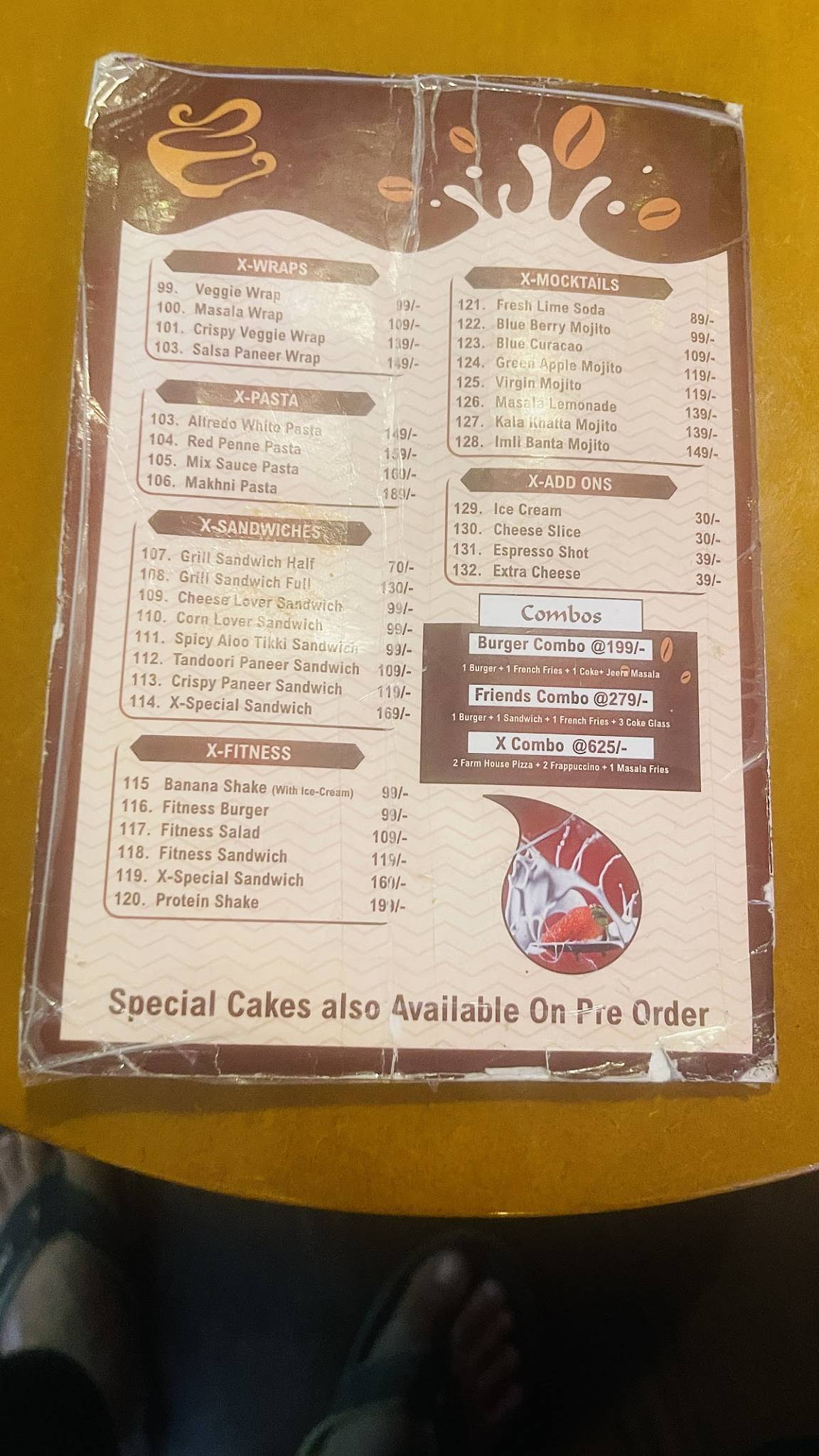 Chemical-X Cafe Lounge menu