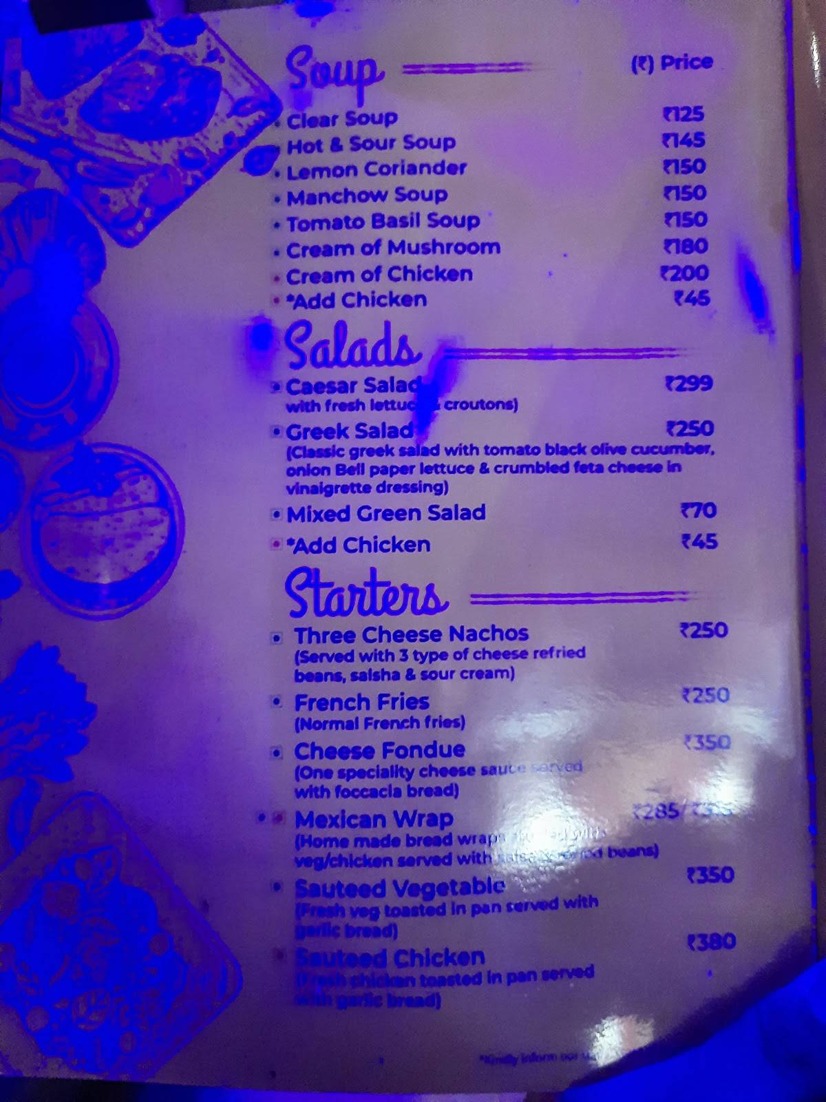 Café Connect menu