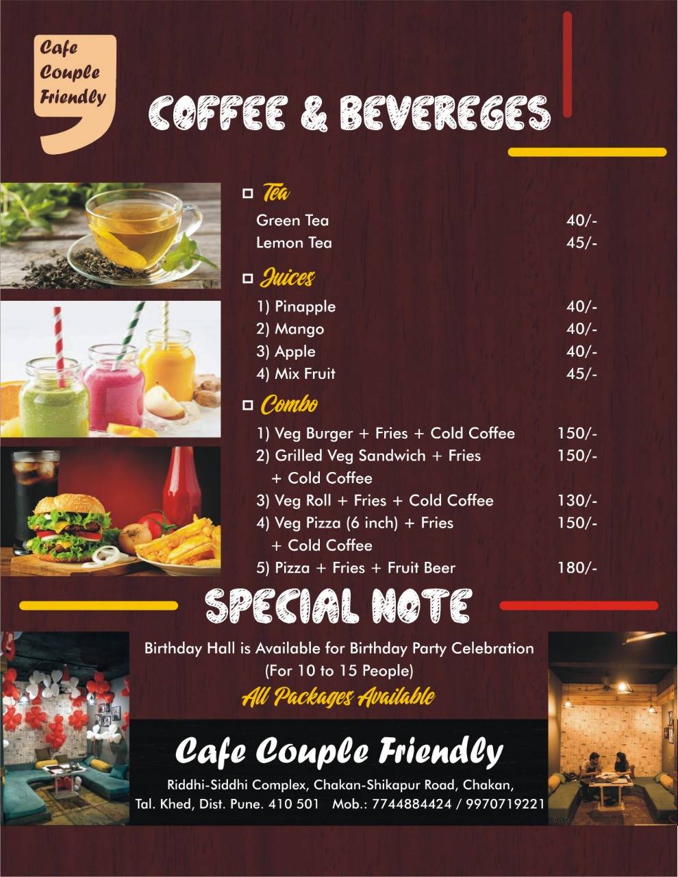 Cafe Couple Friendly menu