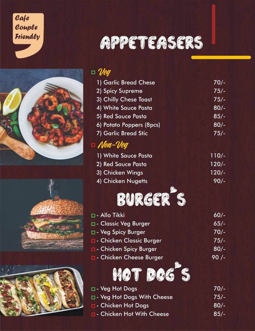 Cafe Couple Friendly menu