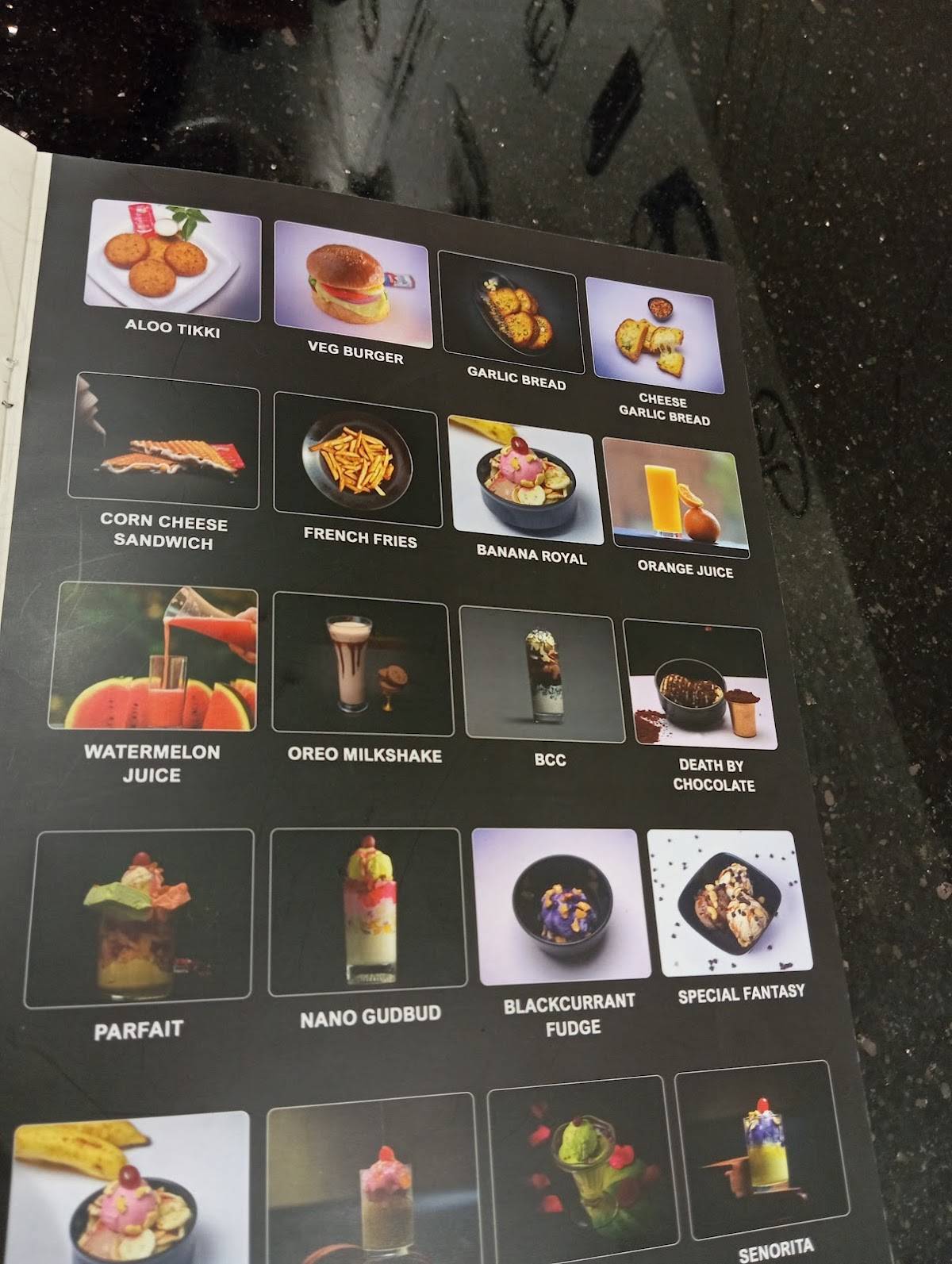 Cream Hub menu