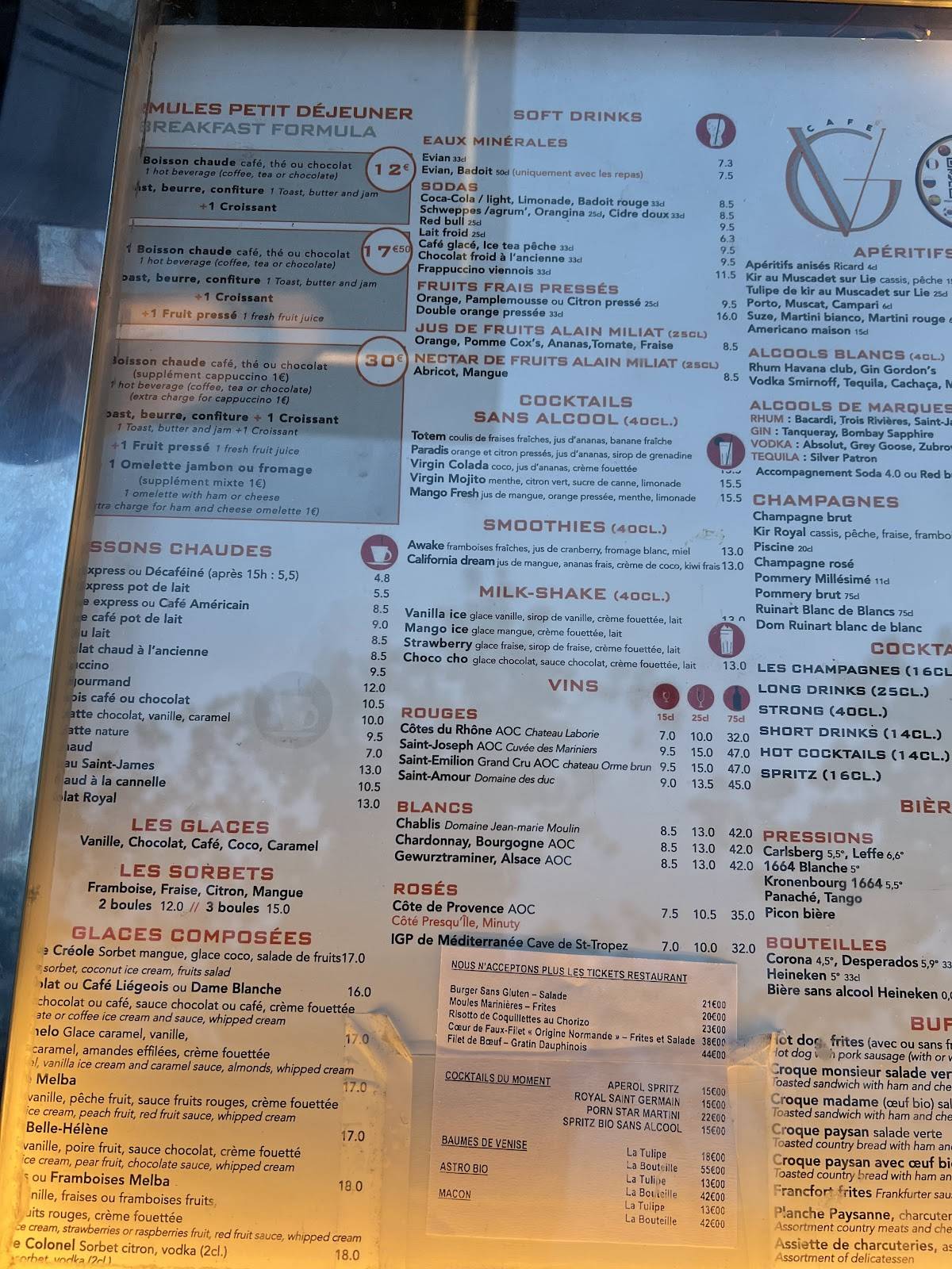 Menu de Café George V