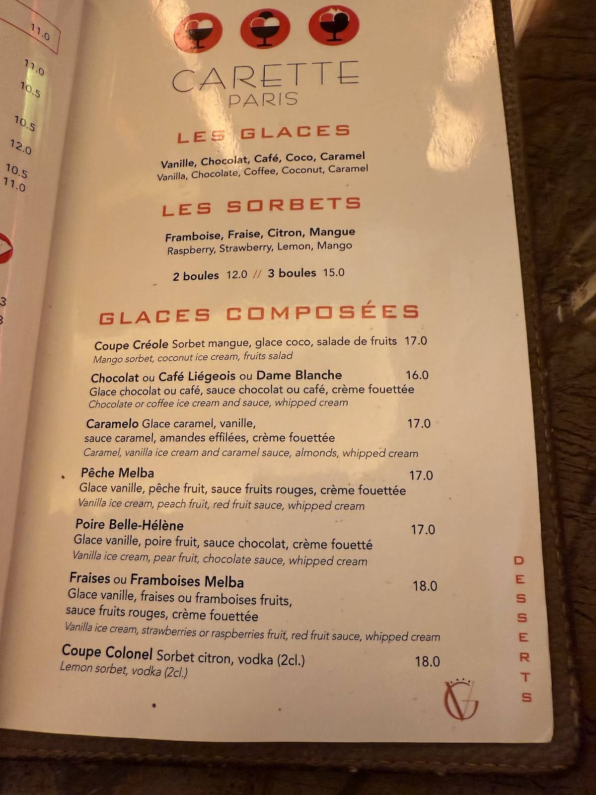Menu de Café George V
