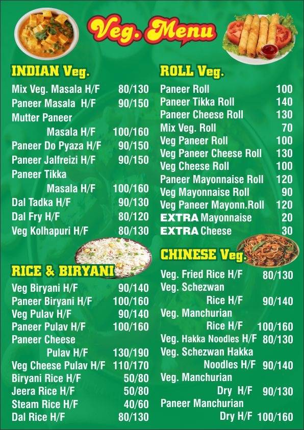 Kabab E Roll menu