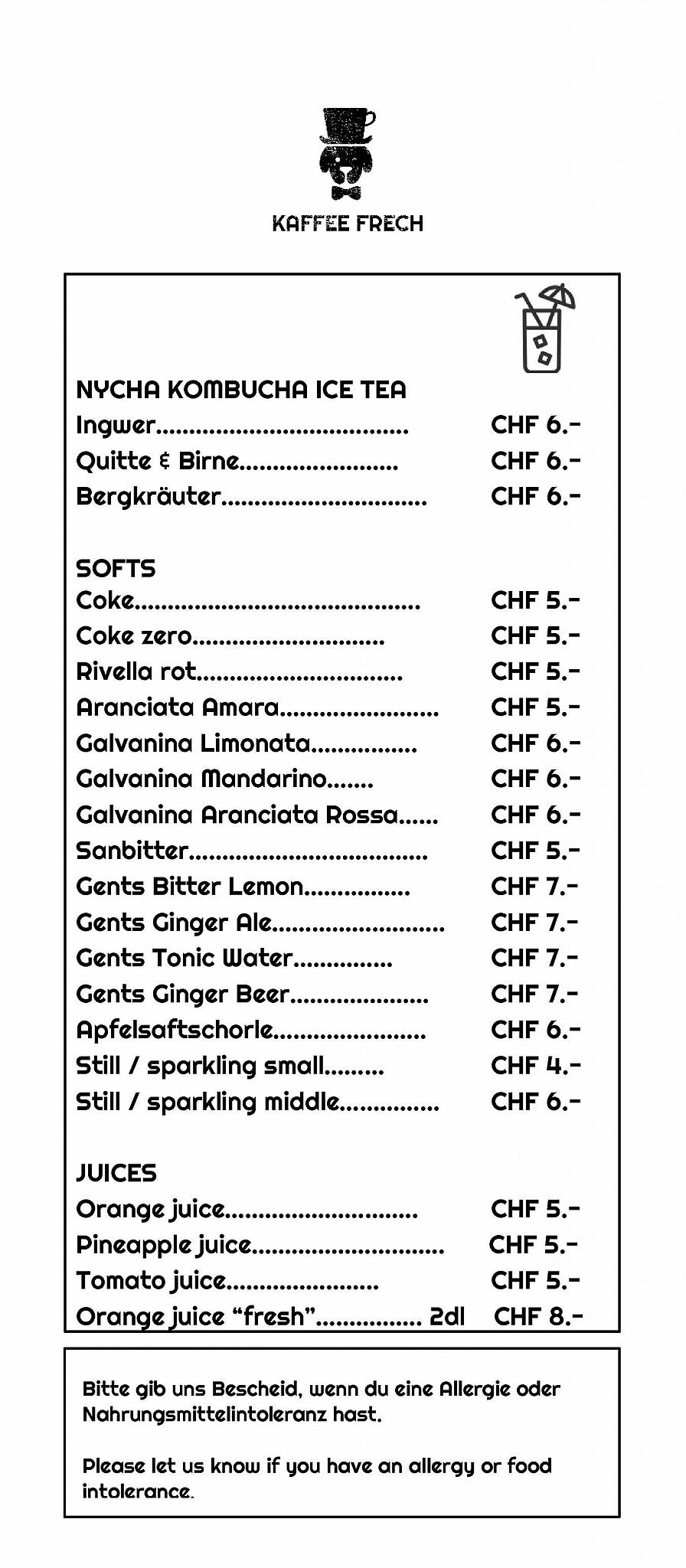 Menu di Kaffee Frech 