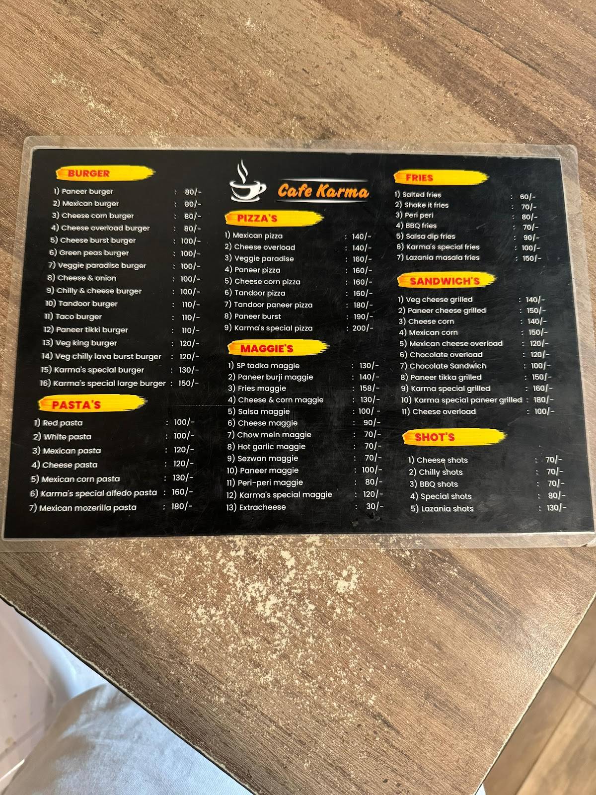 Cafe Karma menu