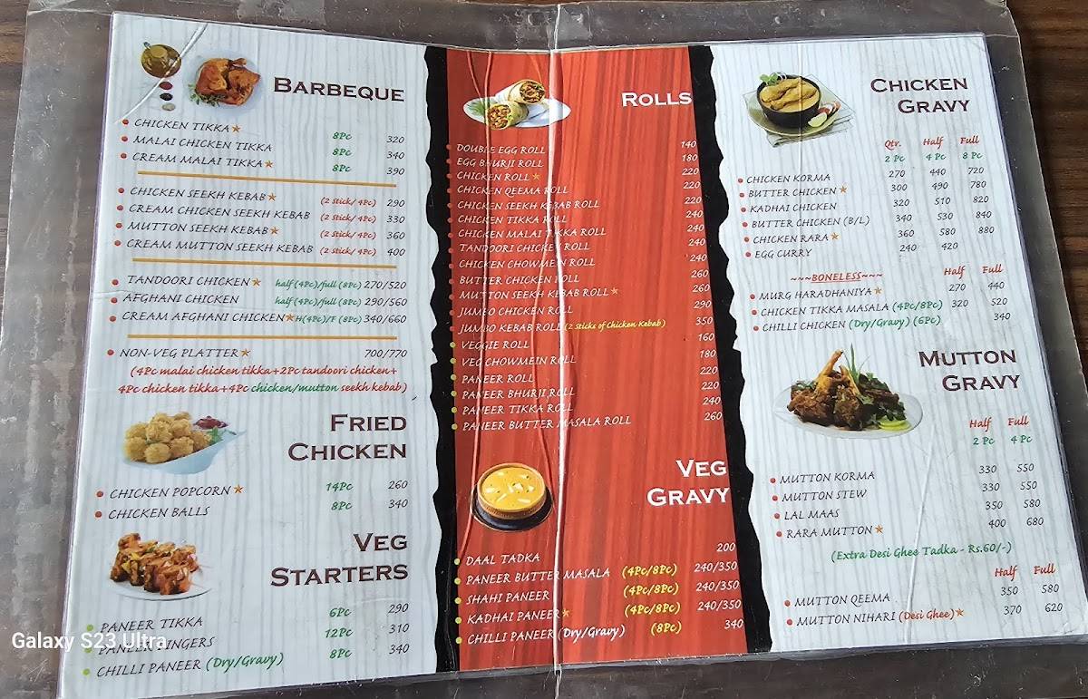 Cafe Kebabs menu