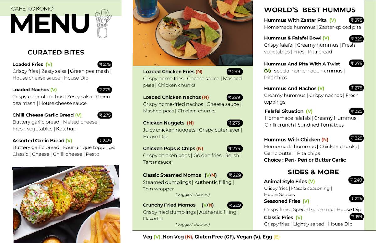 Cafe Kokomo menu