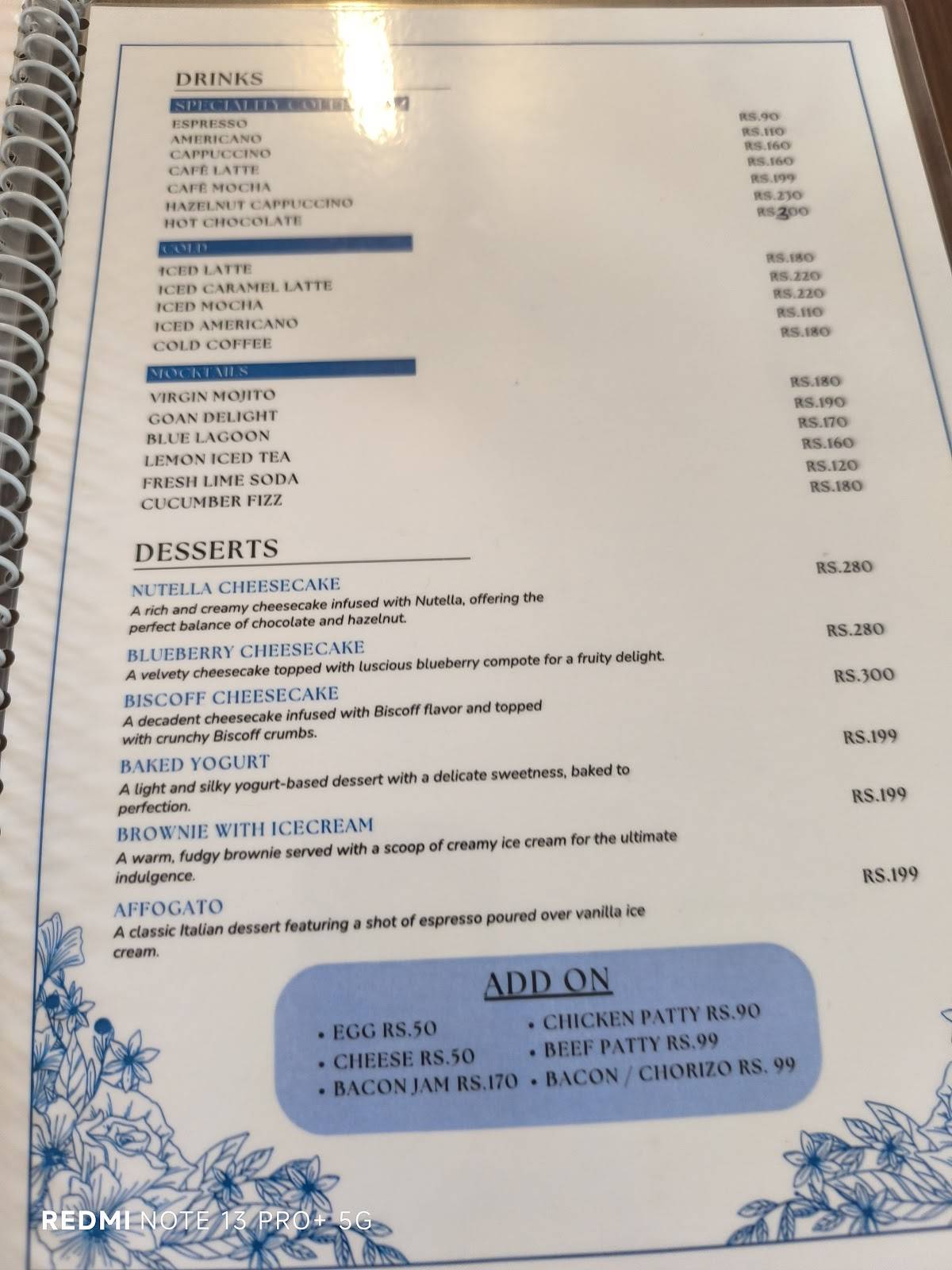 Cafe Labasa Goa menu