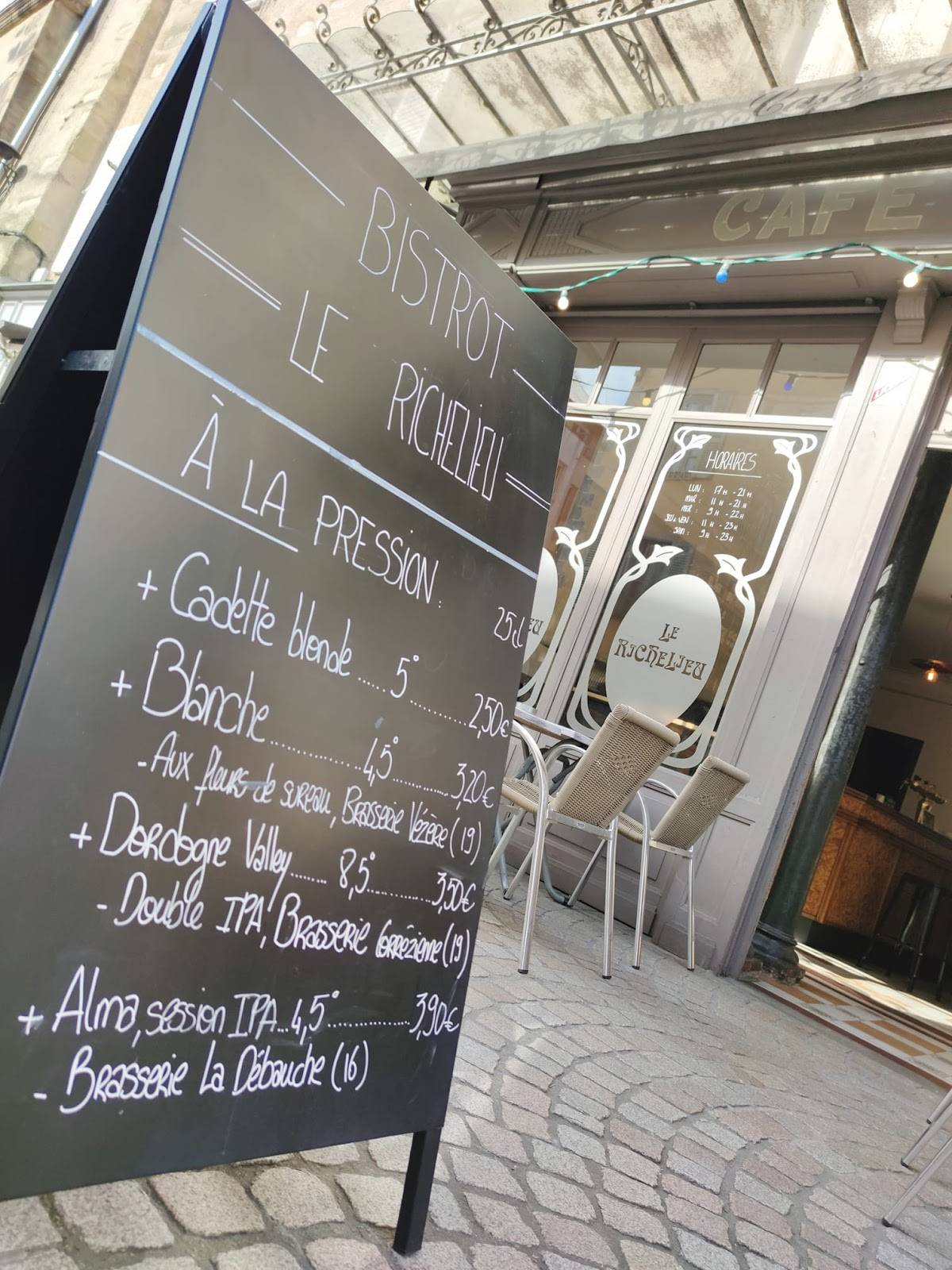 Menu de Café Le Richelieu