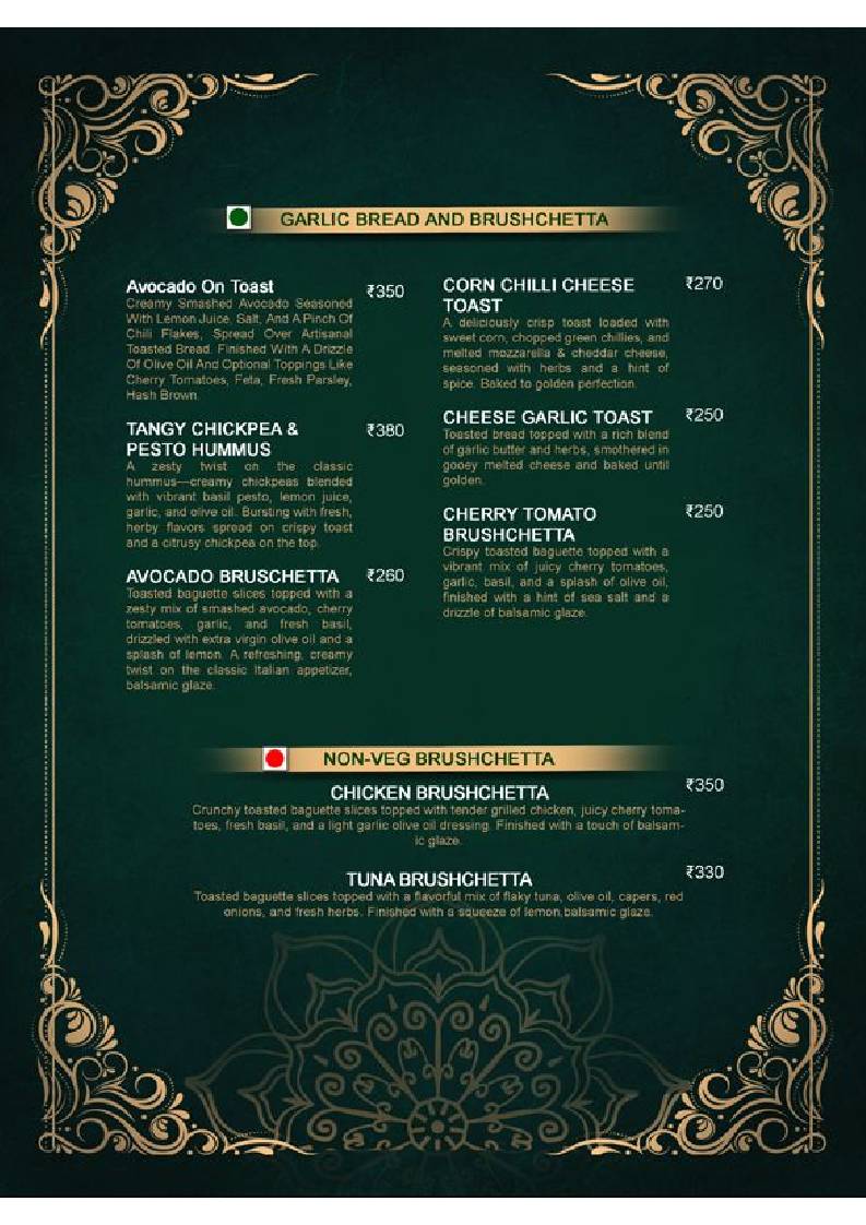 London Coffee Club (A unit of the wales), Agra menu