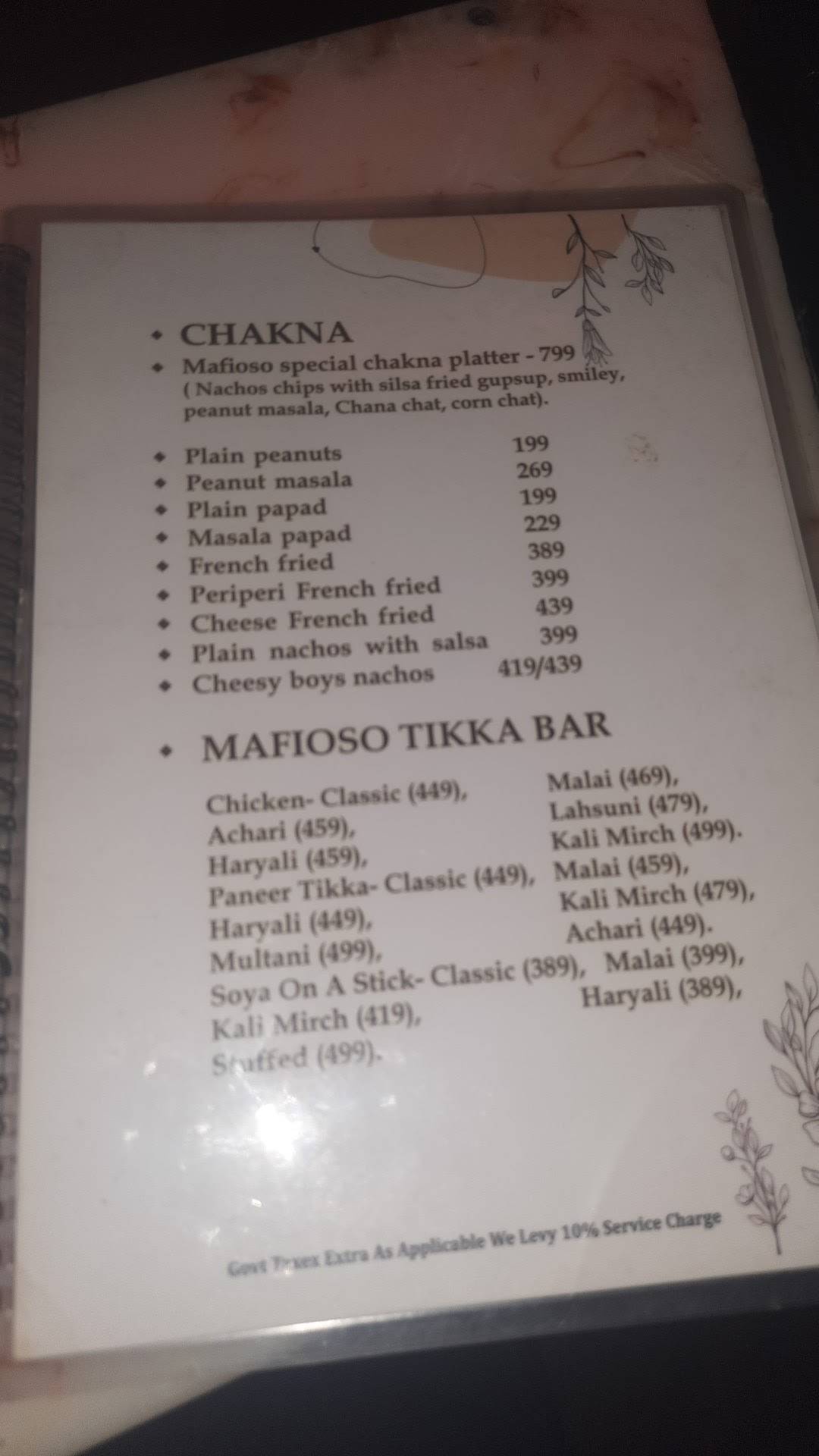 Café Mafioso menu