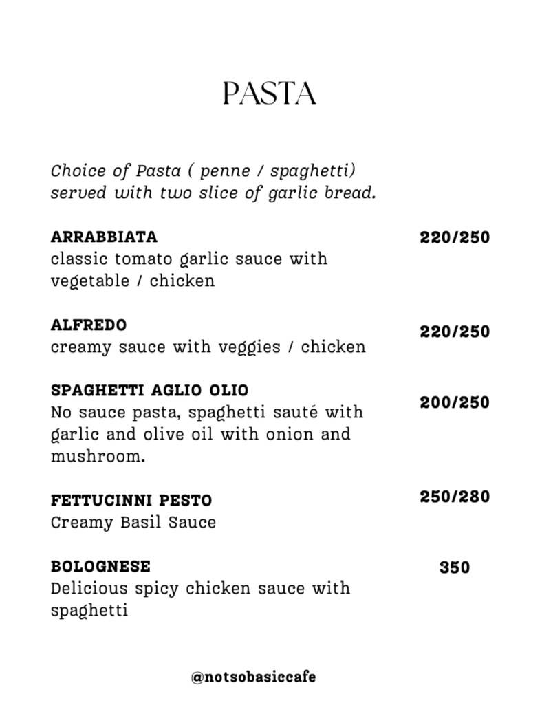 Not So Basic menu