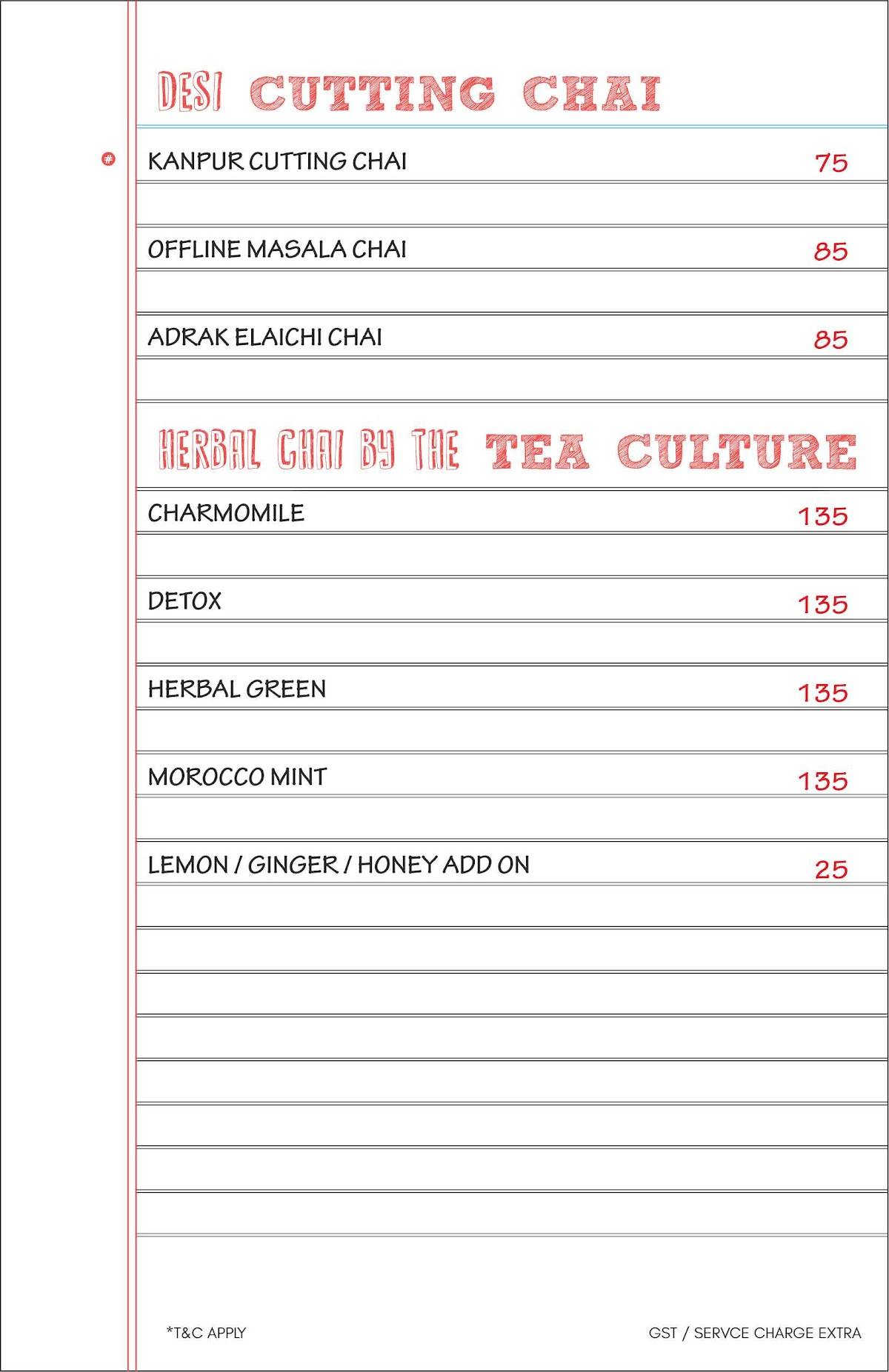 Offline Cafe Lucknow menu