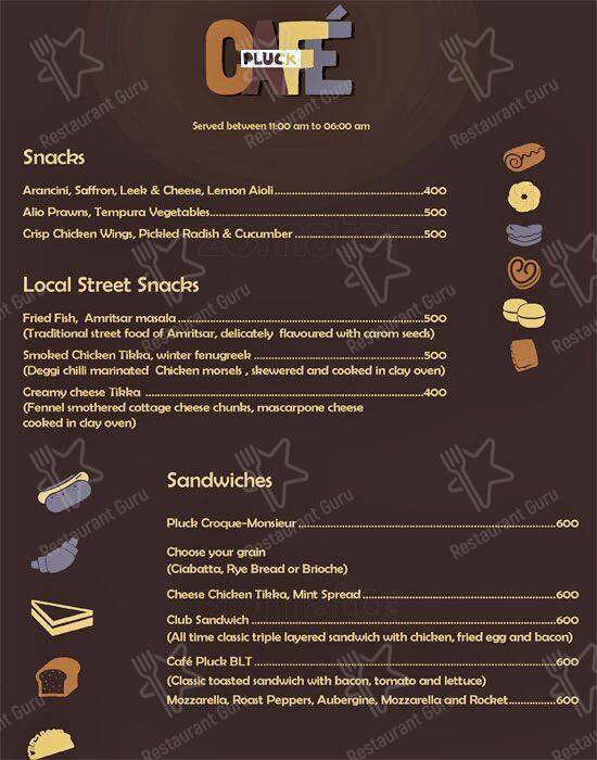 Café Pluck - Pullman New Delhi Aerocity menu