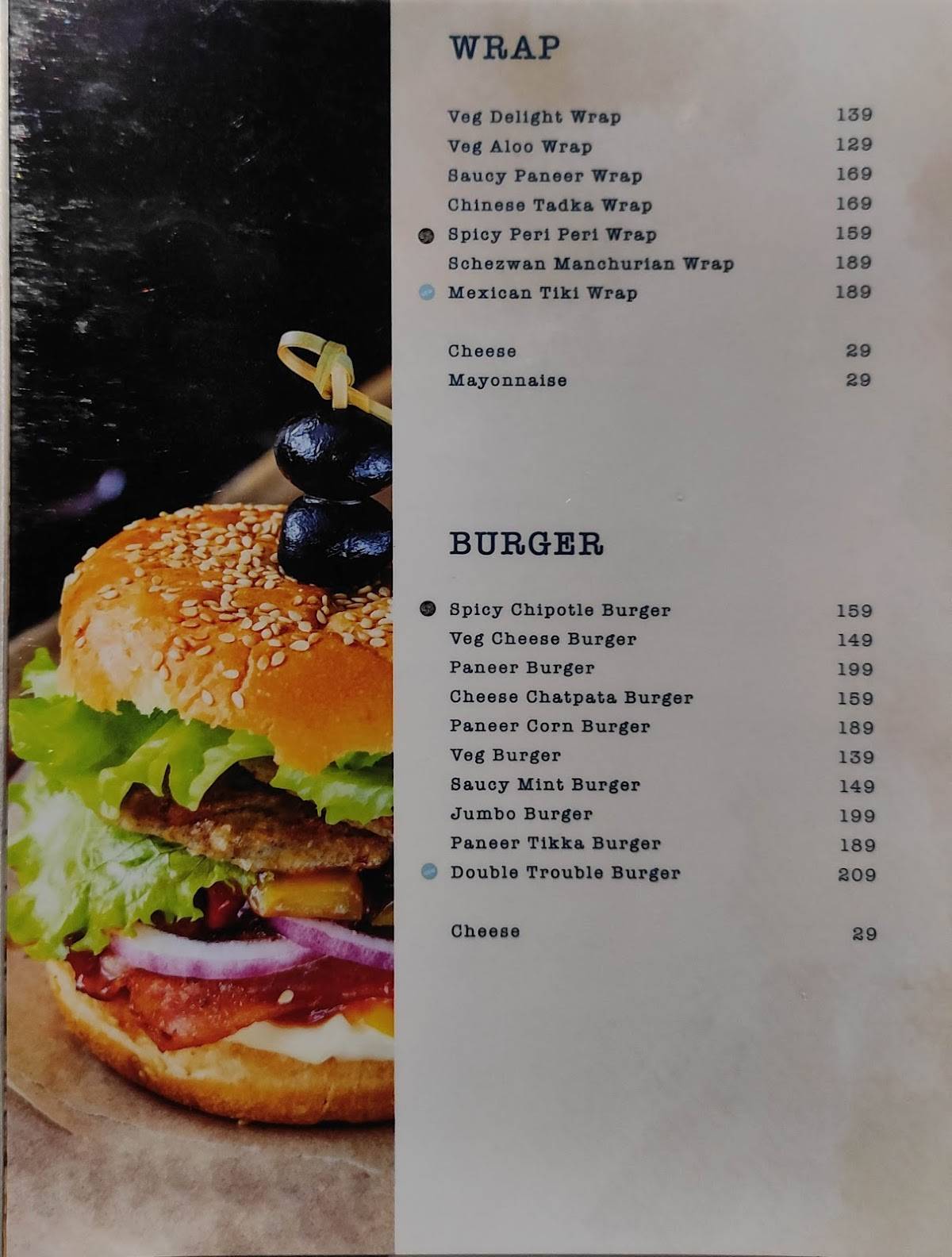 Retro cafe menu