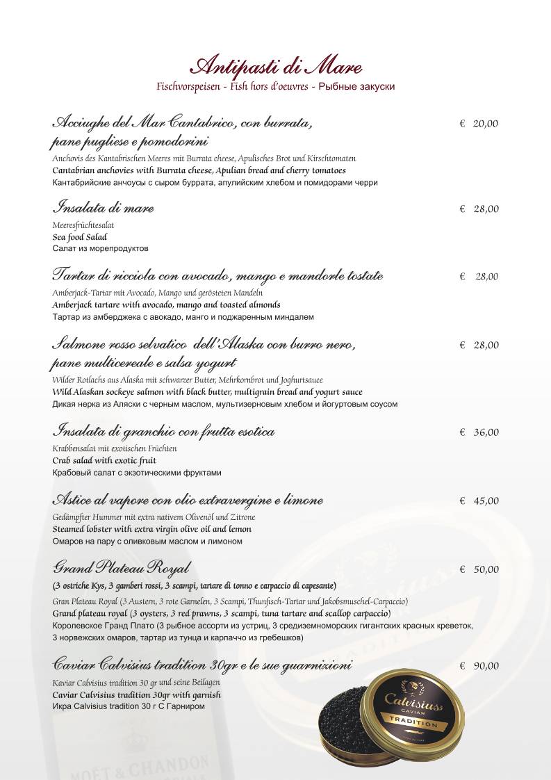 Menu di Ristorante Caffè Vittorio Emanuele 