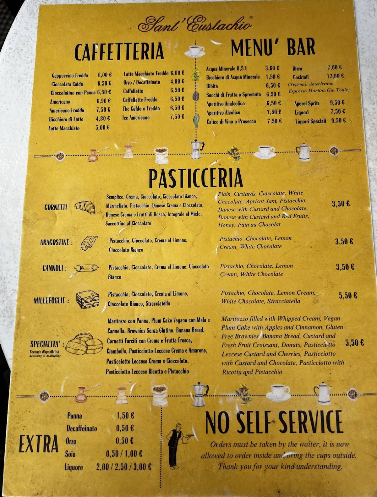 Menu di Sant'Eustachio Caffè 