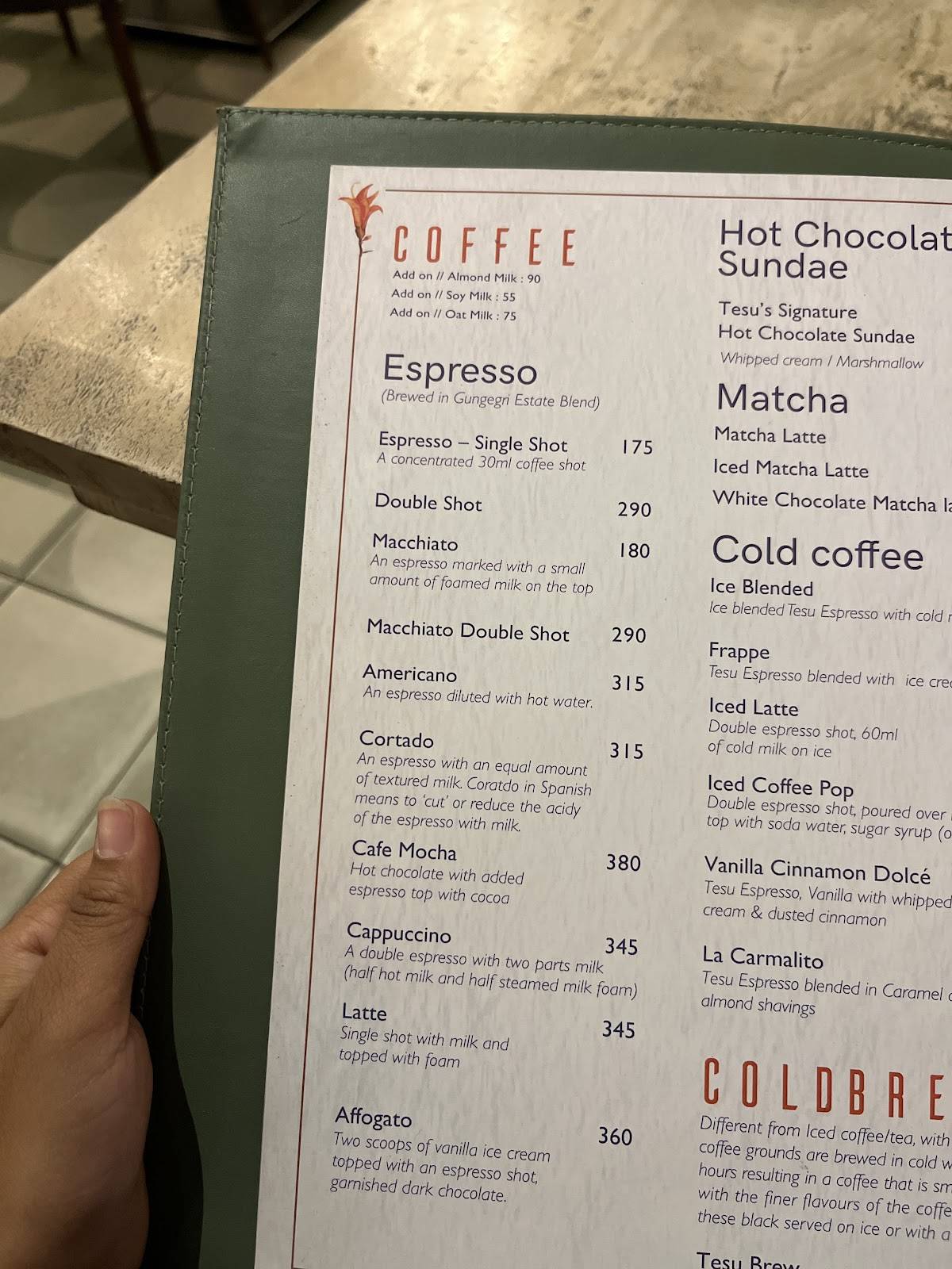 Cafe Tesu menu