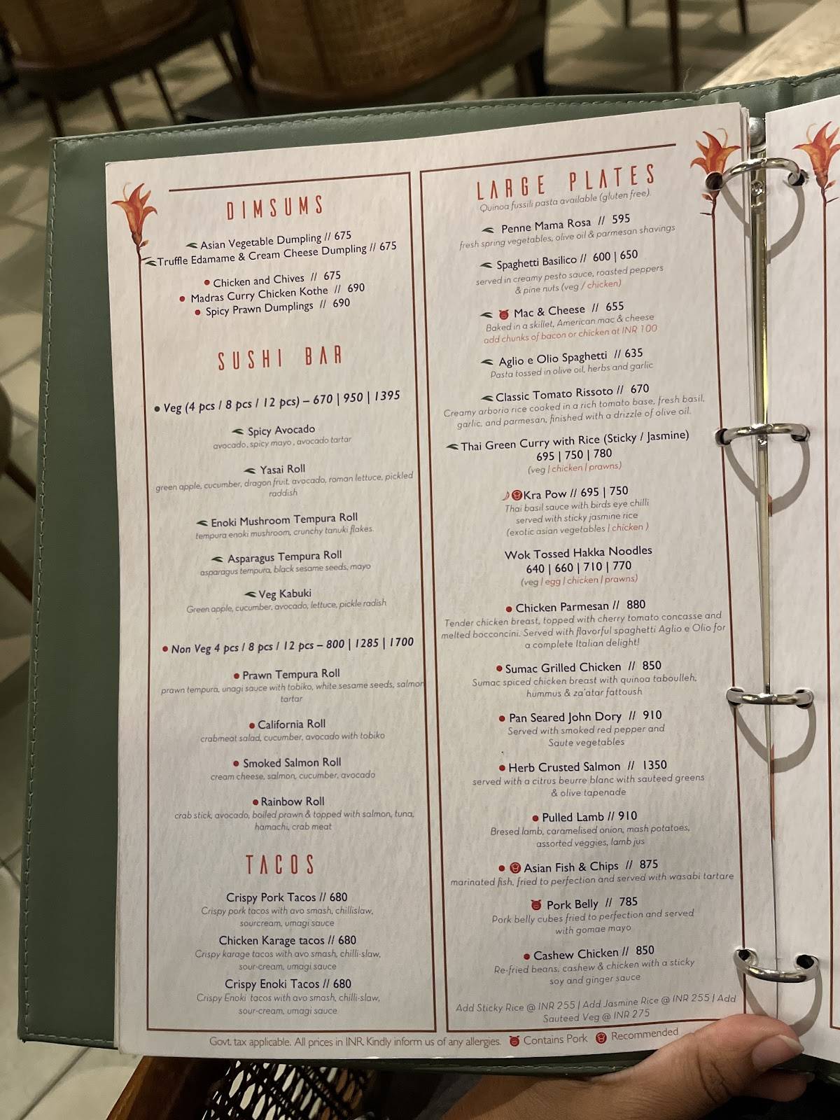 Cafe Tesu menu