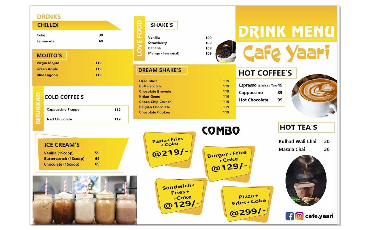 Cafe Yaari menu