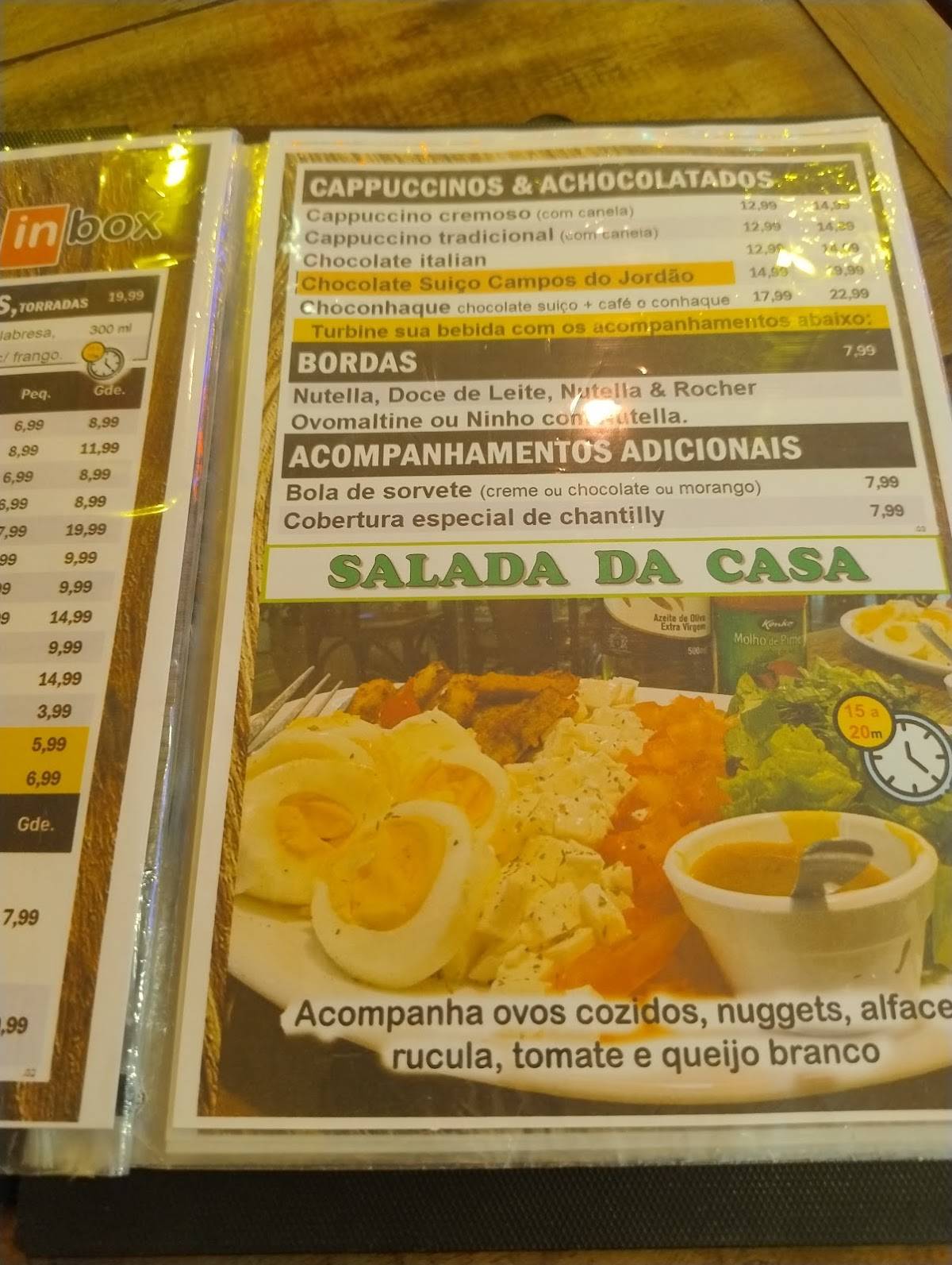 Cafeteria Inbox cardápio