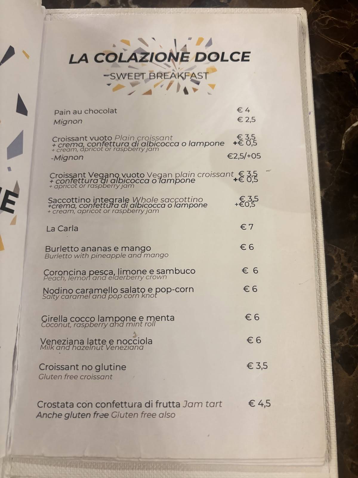 Menu di Caffè San Carlo 