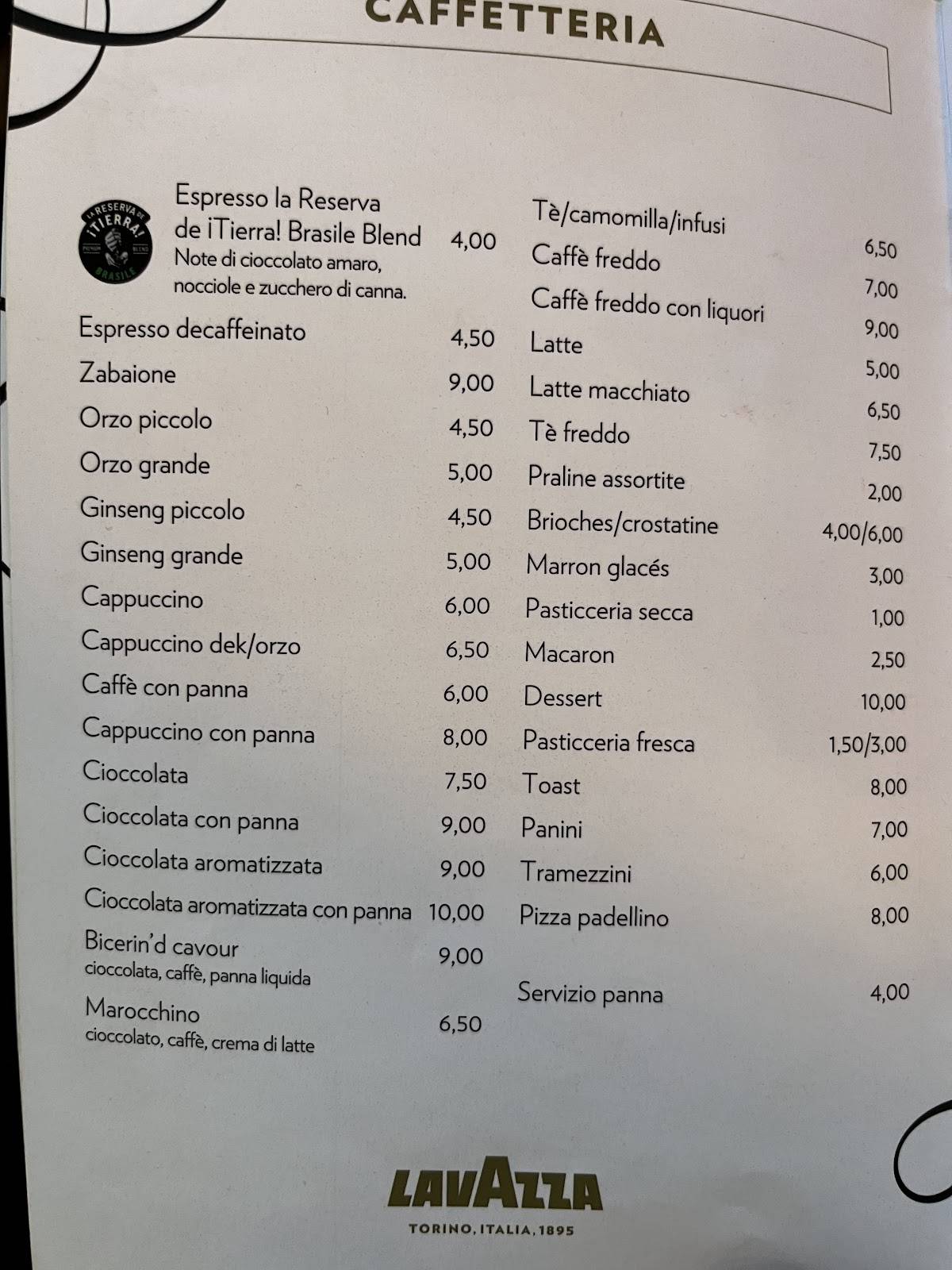 Menu di Caffe' Torino 