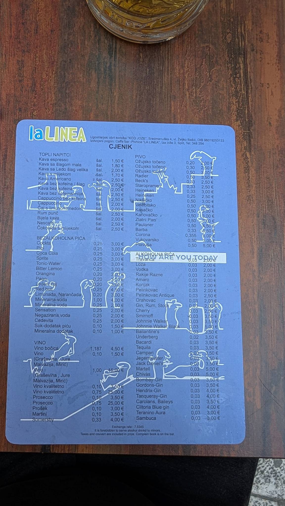 Menu di Caffe bar La Linea 
