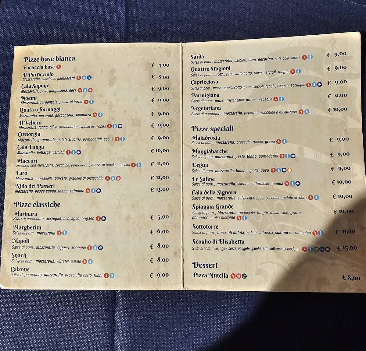 Menu di Pizzeria Il Veliero 
