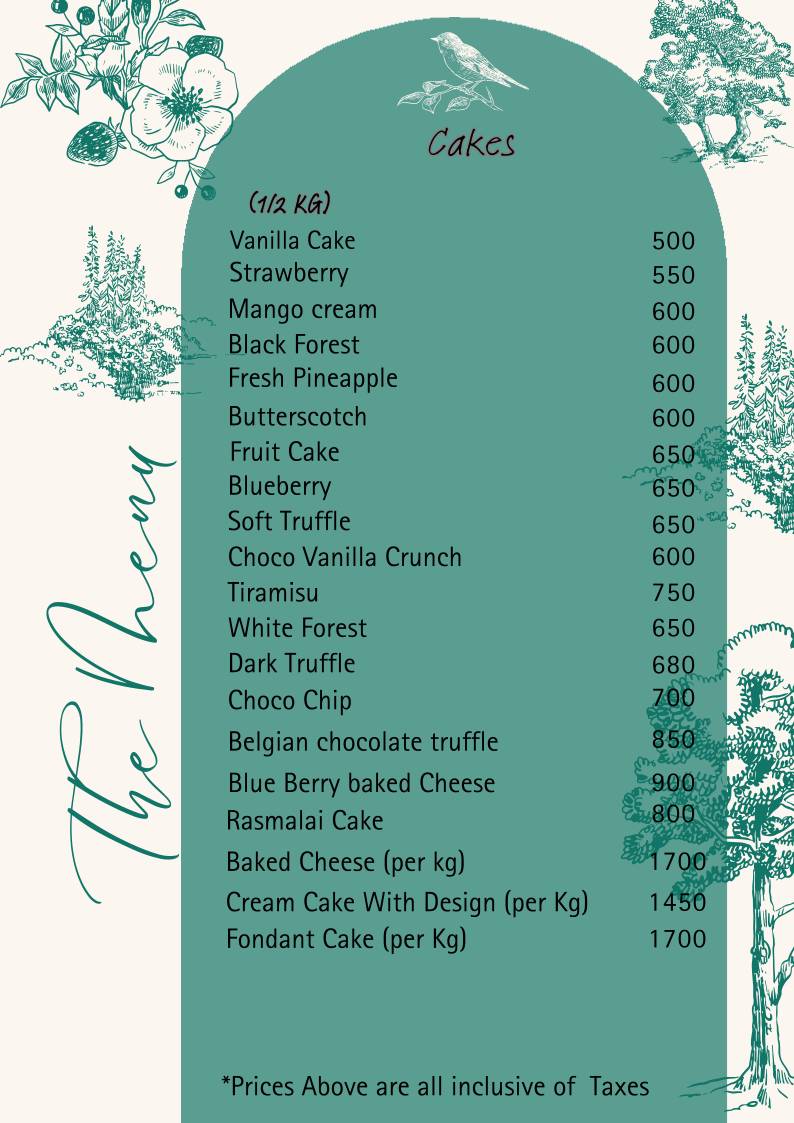 California Cake Cafe menu