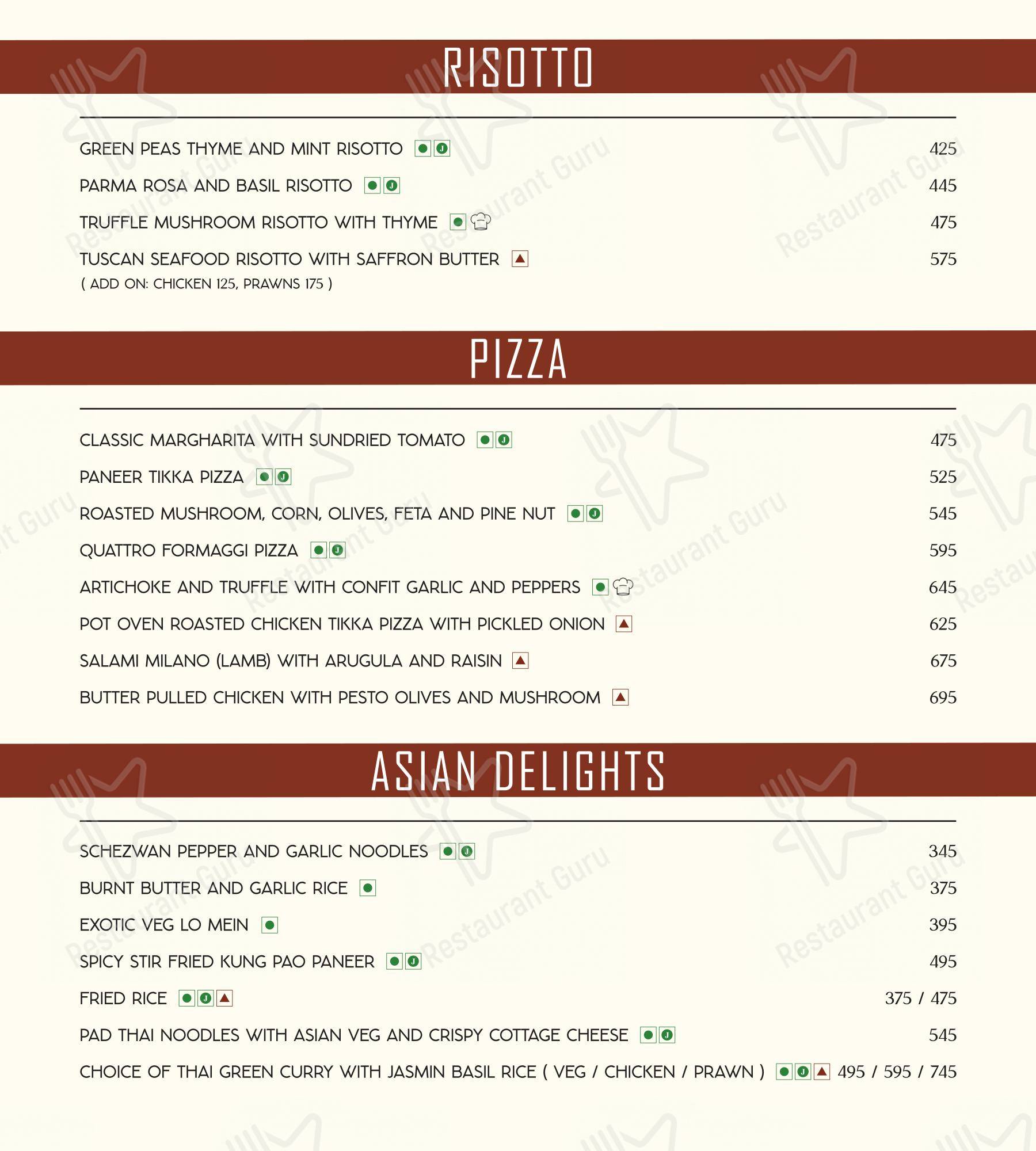Menu for the Callisto - Kitchen & Bar restaurant