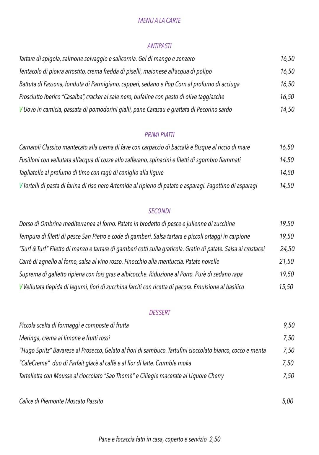 Menu di Cravero Osteria Contemporanea - Rooms 