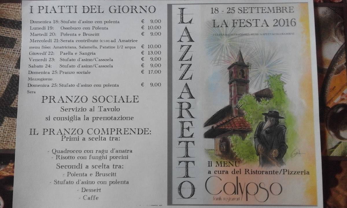 Menu di Calypso Ristorante Pizzeria 