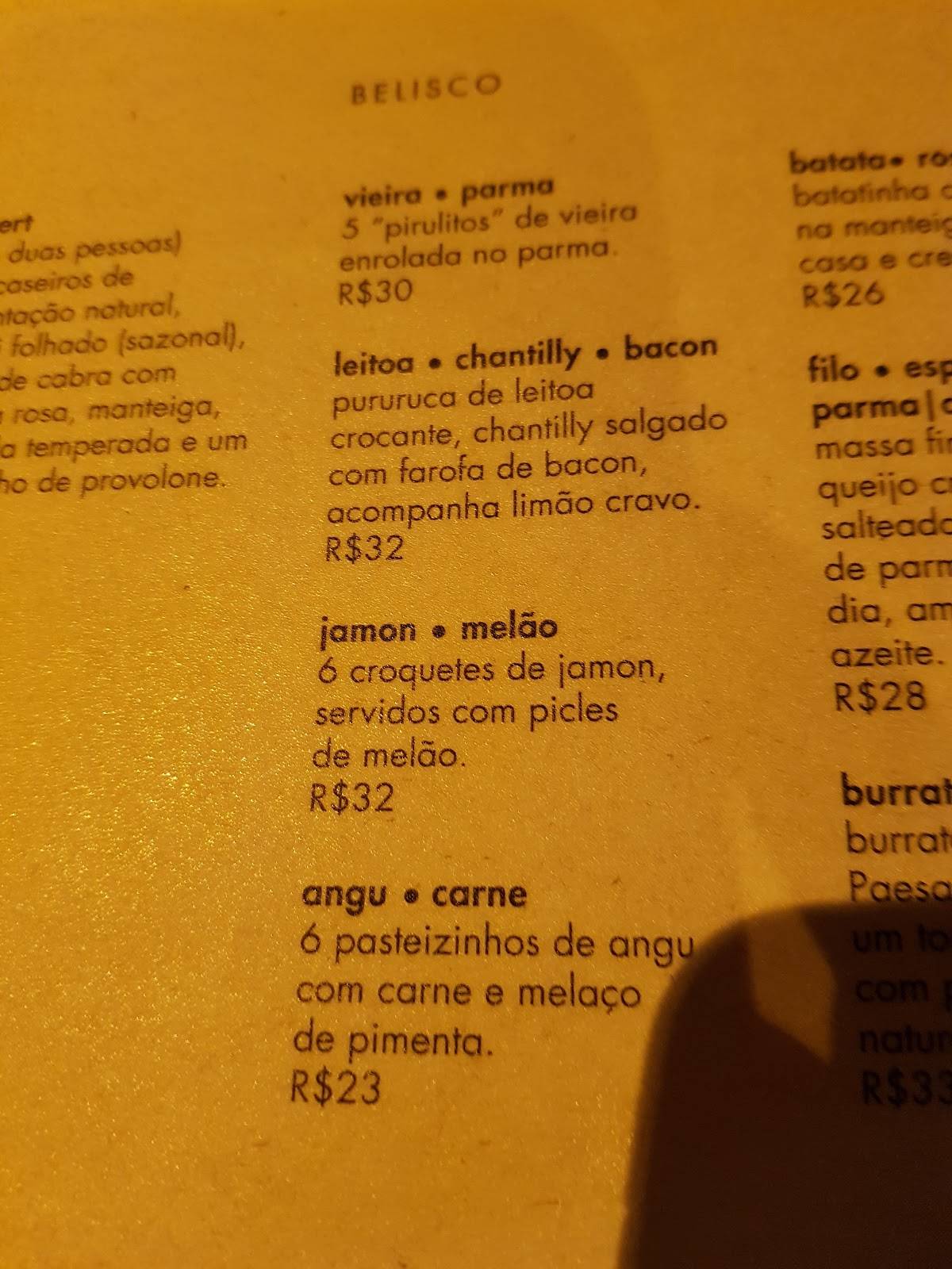 Lume cardápio