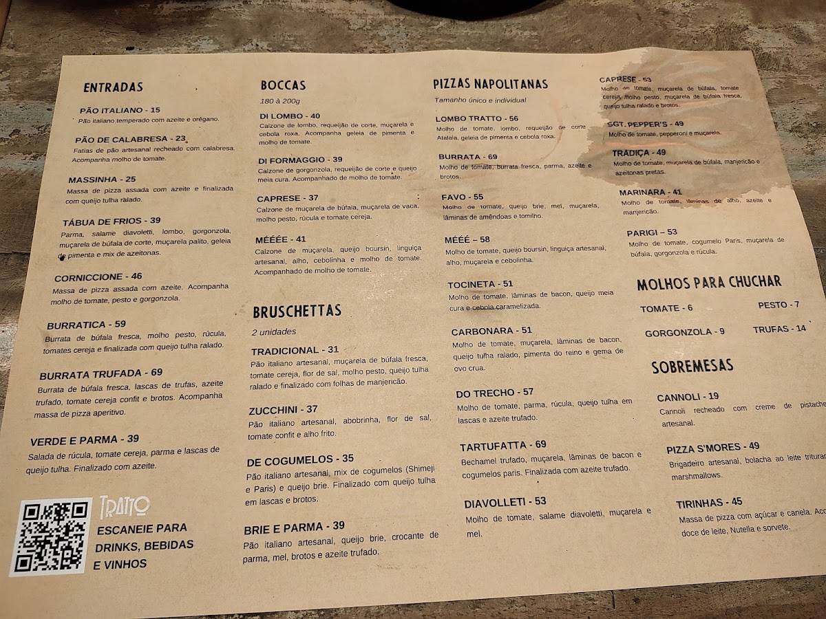 Tratto Pizza Bar - Cambui cardápio