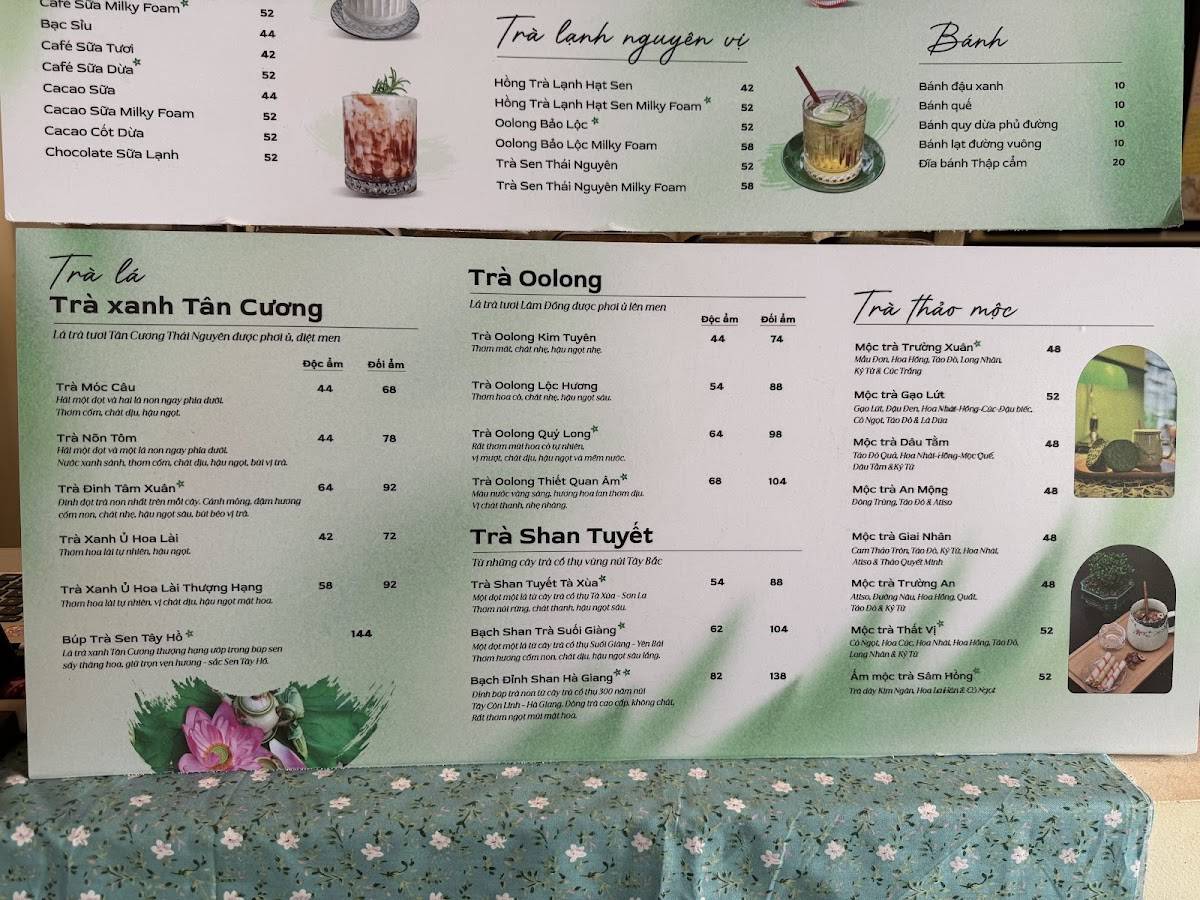 Menu at Trạm Dừng Chân (Quán Trà - Sách), Can Tho